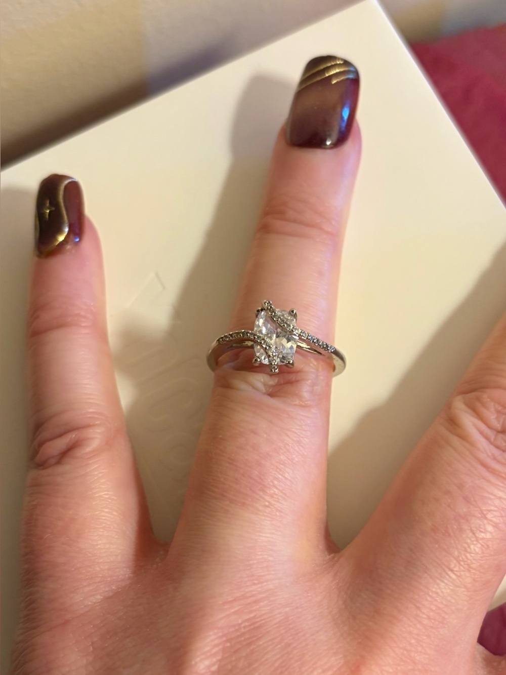 Charmed Aroma-Rhodium Plated Silver Ring W/AAA Cubic Zirconia-Size 7